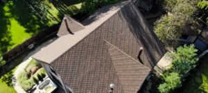 aerial view of a new shingle roof